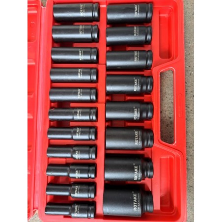 Sekskant-kraft-pipenøkkelsett1/2", lang 8-32x78mm, 19stk